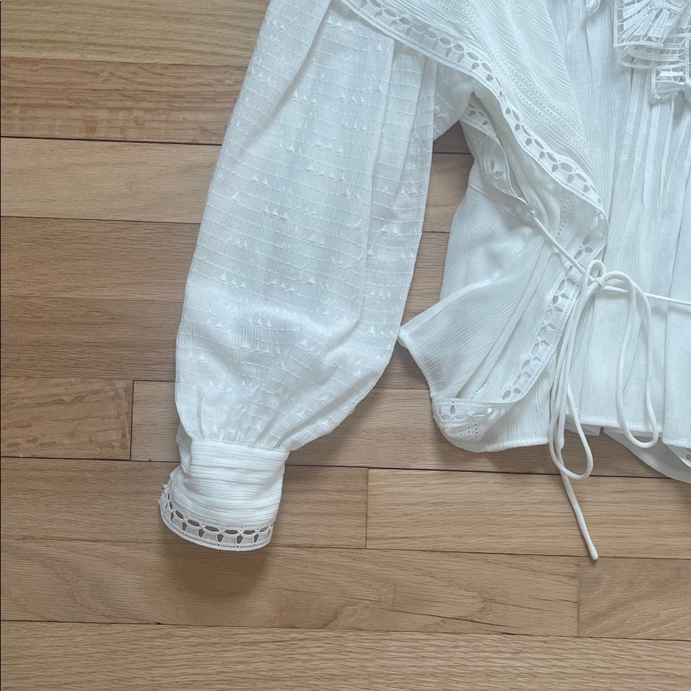 IRO White Textured Blouse lace size S - Picture 5 of 12